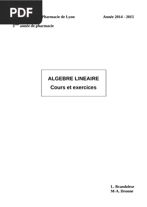 Algebre lineaire. Cours et exercices