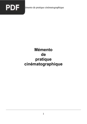 Mémento de pratique cinématographique