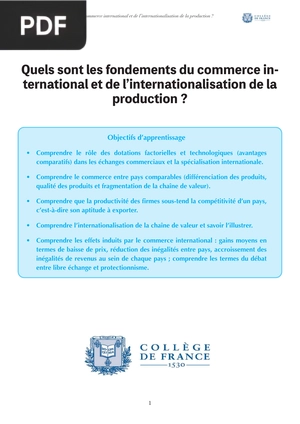 Quels sont les fondements du commerce international et de l’internationalisation de la production ?