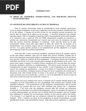 Le droit du commerce international, une discipline devenue incontournable