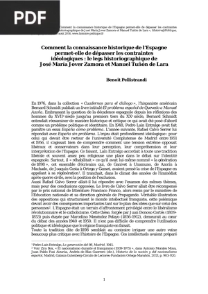 Comment la connaissance historique de l’Espagne permet-elle de dépasser les contraintes idéologiques : le legs historiographique de José María Jover Zamora et Manuel Tuñón de Lara