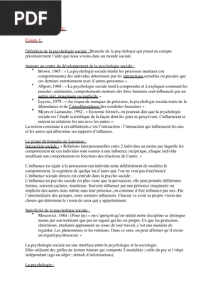 Psychologie sociale. Cours