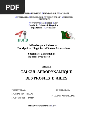 Calcul Aerodynamiquedes Profils D‘Ailes