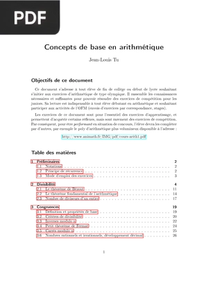 Concepts de base en arithmétique