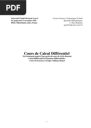Cours de Calcul Différentiel