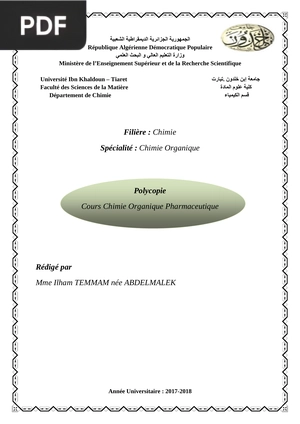 Cours Chimie Organique Pharmaceutique