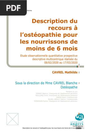 Description du recours à l’ostéopathie pour les nourrissons de moins de 6 mois