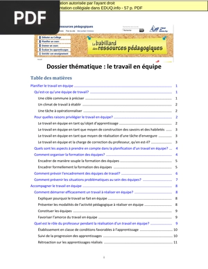Dossier thématique - Le travail en équipe