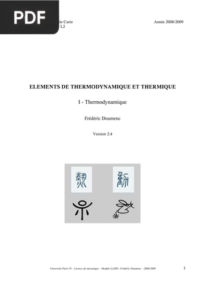 Elements de Thermodynamique et Thermique