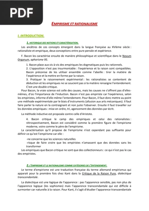 Empirisme Et Rationalisme