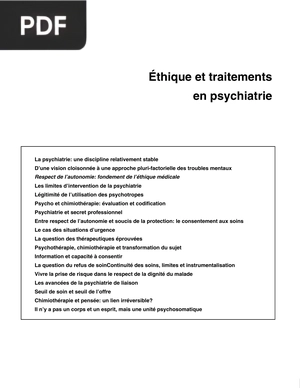 Éthique et traitements  en psychiatrie