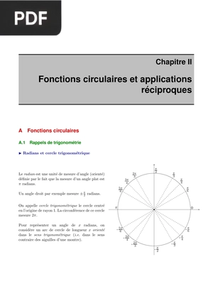 Fonctions circulaires et applications reciproques