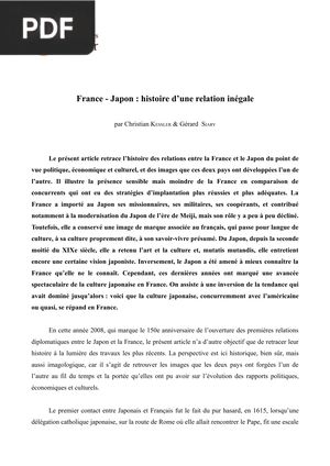 France - Japon - histoire d’une relation inégale