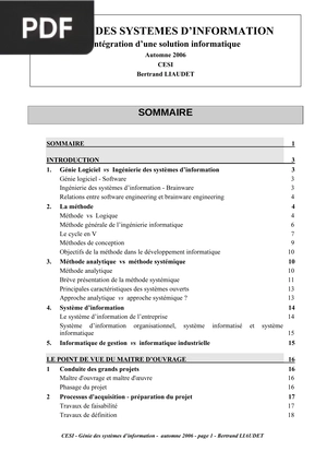 Genie Des Systemes D’Information