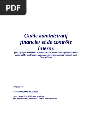 Guide administratif financier et de contrôle interne