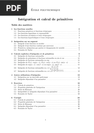 Int´egration et calcul de primitives