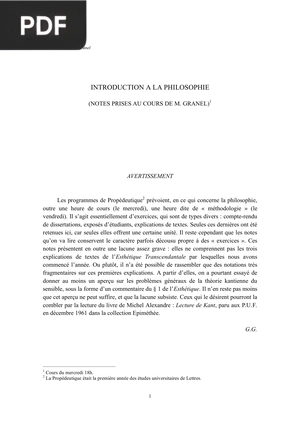 Introduction A La Philosophie