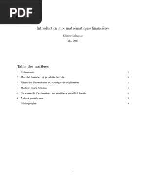 Introduction aux mathematiques financieres