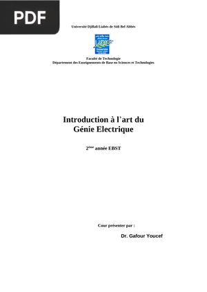 Introduction à l’art du Génie Electrique