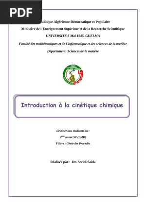 Introduction à la cinétique chimique