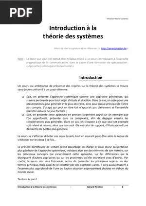 Introduction à la théorie des systèmes