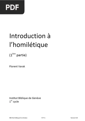 Introduction à l homilétique