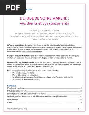 L’Etude de Votre Marché - Vos Clients et Vos Concurrents