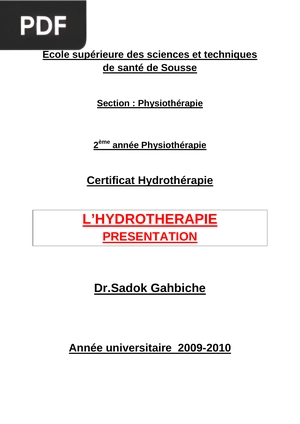 L’Hydrotherapie
