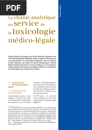 La chimie analytique au service de la toxicologie