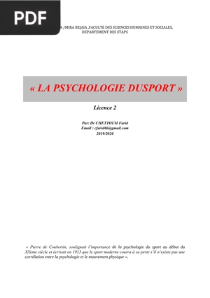 La Psychologie Dusport