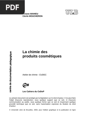 La chimie des produits cosmétiques