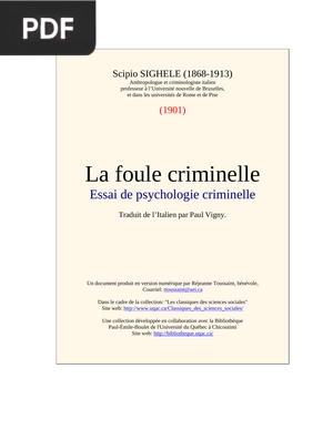 La foule criminelle - Essai de psychologie criminelle