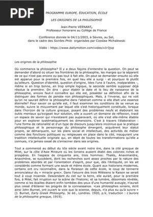 Les Origines De La Philosophie