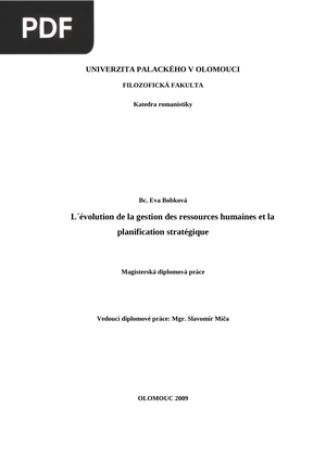 L´évolution de la gestion des ressources humaines et la planification stratégique