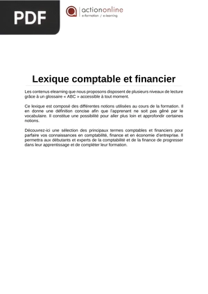 Lexique Comptable et Financier