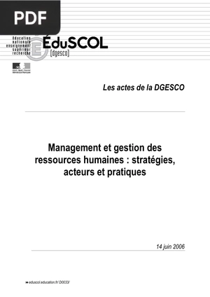 Management et gestion des ressources humaines - stratégies, acteurs et pratiques