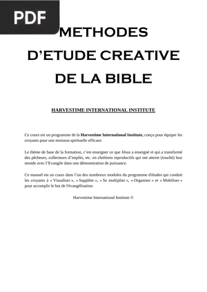 Methodes D’Etude Creative de la Bible