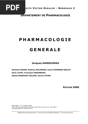 Pharmacologie Generale