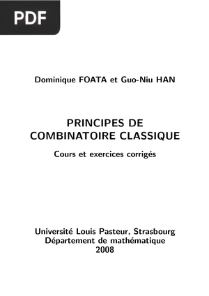 Principes de Combinatoire Classique - Cours et exercices corrigés