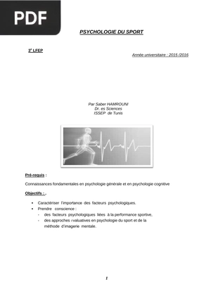 Psychologie du Sport -  COURS