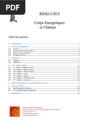 Reiki Usui - Corps Energétiques et Chakras