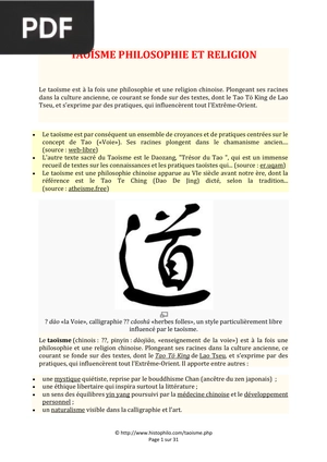 Taoïsme Philosophie Et Religion