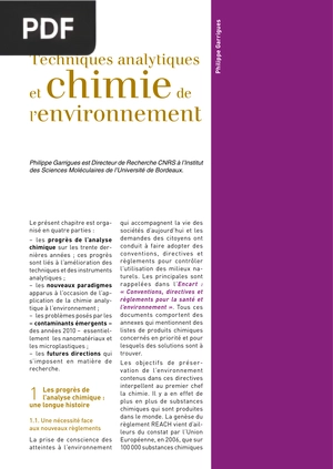 Techniques analytiques et chimie de l’environnement