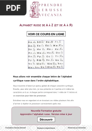 Alphabet russe de A a Z