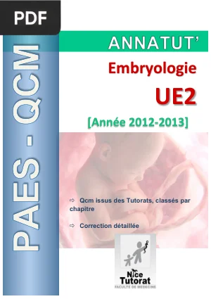 Annatut' Embryologie UE2 - QCM Corrigés
