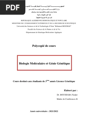 Biologie Moleculaire et Genie Genetique