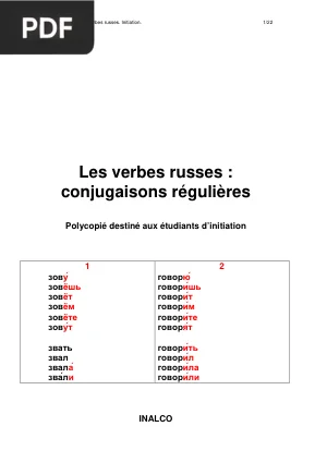 Classification verbale du russe