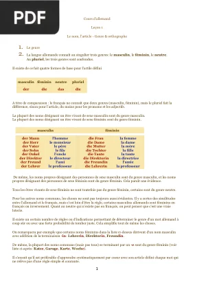 Cours d'Allemand - Leçons et Exercices