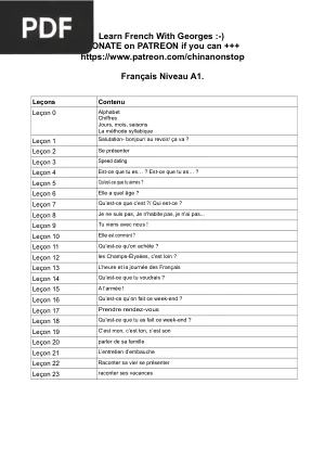 Cours de français niveau A1