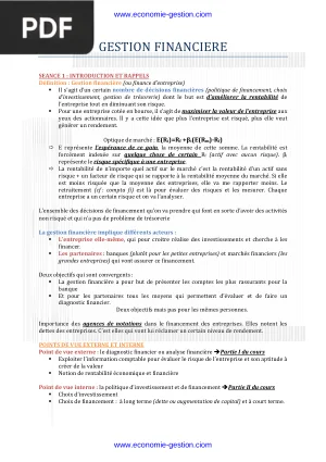 Cours de Gestion Financière